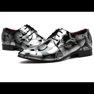 Patent Leather Shoes Floral Oxford Shoes.
